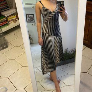 Sportsgirl Asymmetric Striped Dress Size XS V-neck Sleeveless Retro Y2K